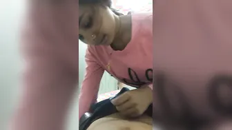Hindi Speaking GF Deepthroating And Gagging On His Cock