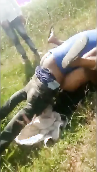 Village Friends Enjoying Outdoor Threesome Behind The Fields