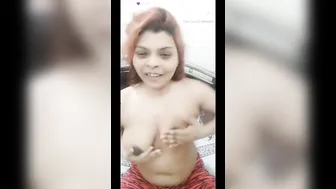 Naughty GF Showing Off Her Big Tits On Webcam For Lover