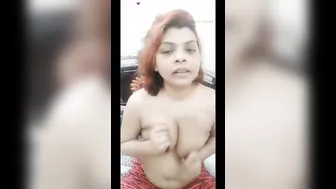 Naughty GF Showing Off Her Big Tits On Webcam For Lover