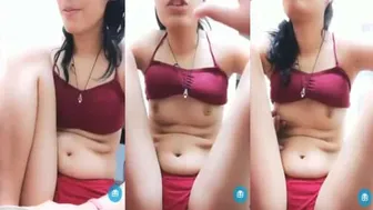 Petite Punjabi Teen Flashing Her Perky Tits On Webcam Show