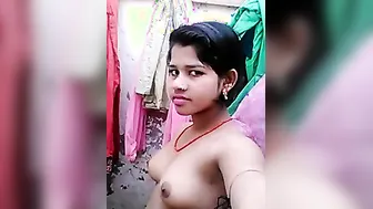 Village Wife Stripping Naked And Showing Everything On Her Phone