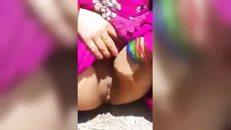 Village Bhabhi Stripping Naked Outdoors Showing Her Assets