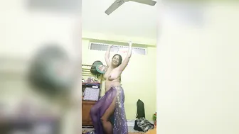 Naughty Mature Aunty Dancing Topless Filming Herself On Phone