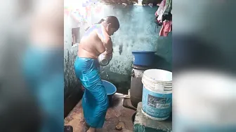 Village Aunty Bathing Naked Outdoors Caught By Hidden Camera