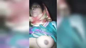 Covered Babe Showing Her Tits And Pussy On Camera For BF