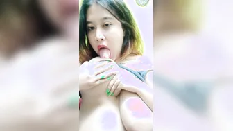 Naughty Busty Slut Teasing With Her Huge Melons On Webcam