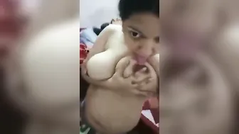 Big Boobed GF Recording Herself Naked In Bathroom Selfie