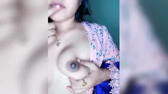 Horny Babe Squeezing Her Natural Tits For The Camera At Midnight