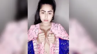 Horny Babe Squeezing Her Natural Tits For The Camera At Midnight