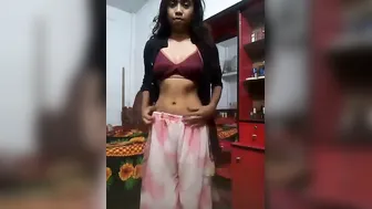 College Girl Stripping And Teasing On Selfie Cam For Her Man