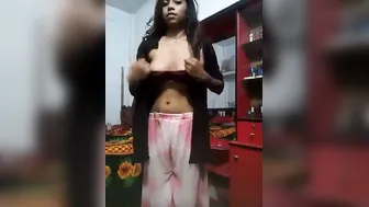 College Girl Stripping And Teasing On Selfie Cam For Her Man