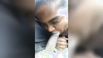 Aunty Sucking Him Off In Moving Car Risking Getting Caught