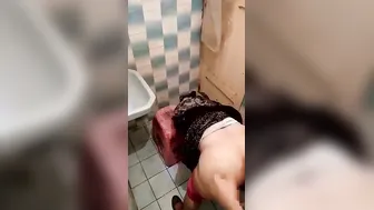 Bhabhi Getting Railed Hard From Behind In The Bathroom Stall