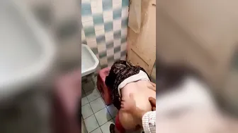 Bhabhi Getting Railed Hard From Behind In The Bathroom Stall
