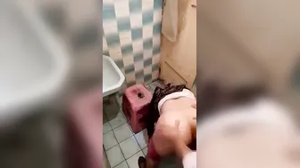 Bhabhi Getting Railed Hard From Behind In The Bathroom Stall