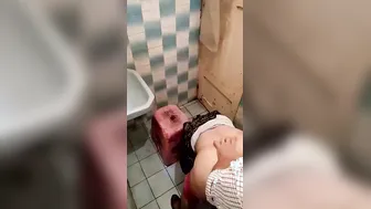 Bhabhi Getting Railed Hard From Behind In The Bathroom Stall