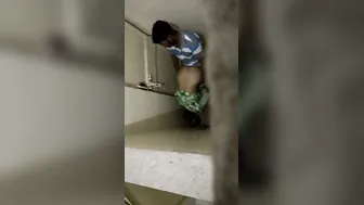 Horny Couple Fucking Quickly In Bathroom Captured On His Phone