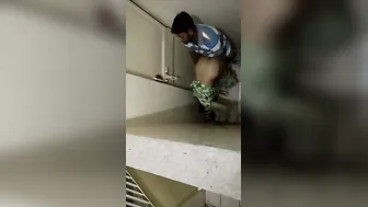 Horny Couple Fucking Quickly In Bathroom Captured On His Phone