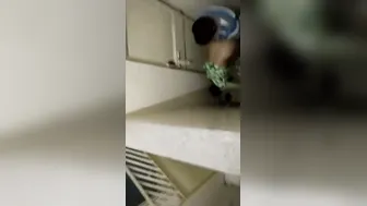 Horny Couple Fucking Quickly In Bathroom Captured On His Phone