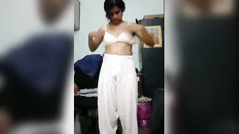 Hairy Pussy Babe Doing Slow Striptease For Her BF On Cam