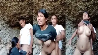 College Friends Sneaking Outdoors For Risky Sex Session Part One