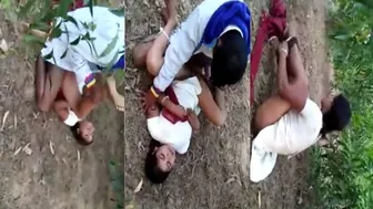 Desi Threesome Outdoors With Two Guys Fucking One Slutty Babe