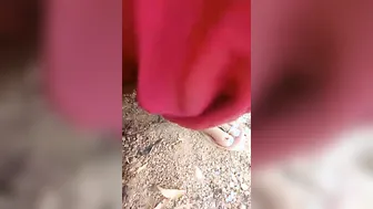 Village Wife From South India Flashing Hairy Pussy In Backyard