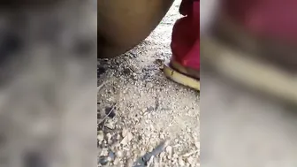 Village Wife From South India Flashing Hairy Pussy In Backyard