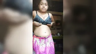 Hairy Tamil GF Stripping Naked On Homemade Selfie Video