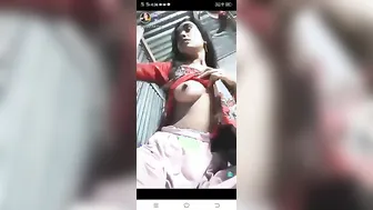 Perky GF Flashing Her Tits On Cam Making Him Crazy Horny