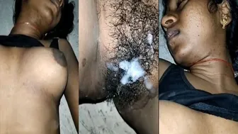 Hairy Wife Pussy Dripping Cum After Neighbor Pounds Her Hard