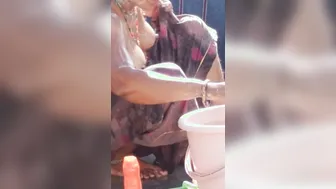 Married Woman Bathing Topless On Rooftop Caught On Neighbor Camera