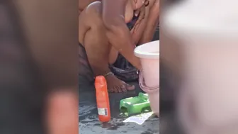 Married Woman Bathing Topless On Rooftop Caught On Neighbor Camera