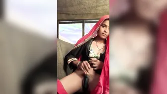 Desi Village Girl Using Thick Vegetable Pleasuring Her Wet Pussy