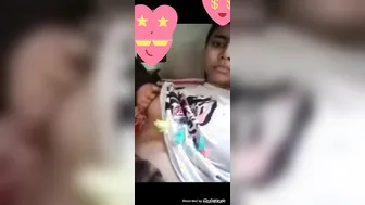 Shy GF Flashing Her Perky Boobs To Lover On Video Call