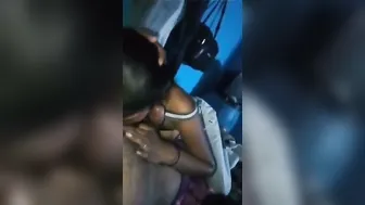 Topless GF Hungrily Sucking Her BF's Huge Cock