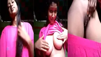 Bengali College Babe Playing With Massive Natural Tits For Him