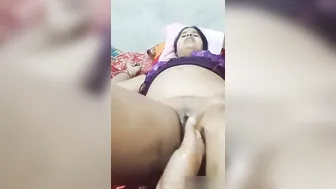 Busty Wife Moaning While Fingering Her Tight Pussy At Home
