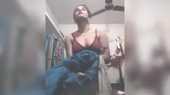 Naughty Wife Stripping Her Saree For Lover In The Bedroom