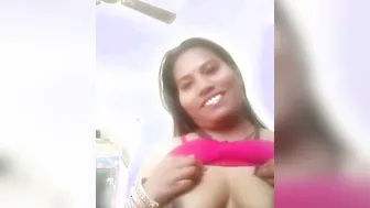 Married Housewife Flashing Her Big Boobs In Selfie Video