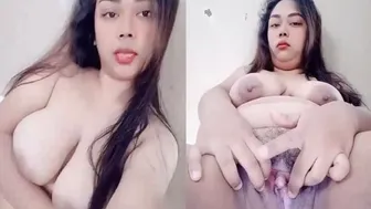 Horny Chubby Wife Touching Herself Naked In Bedroom On Webcam