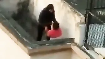 Horny Couple Fucking Wildly On Terrace Captured By Neighbor Spy