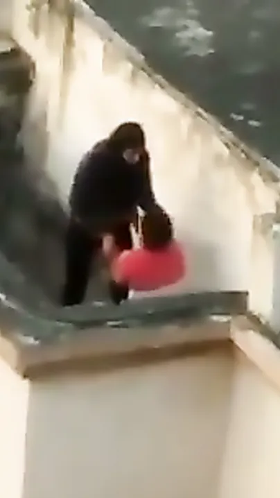 Horny Couple Fucking Wildly On Terrace Captured By Neighbor Spy