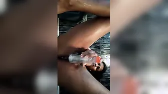 Desperate Woman Using Glass Bottle To Pleasure Herself On Camera