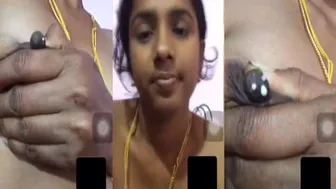 Hot Tamil Married Wife Showing Her Milky Tits On Selfie Cam