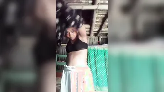 Young Village Girl Doing Full Nude Striptease For Phone Camera