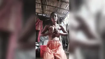 Skinny Village Girl Showing Her Naked Body On Selfie Camera