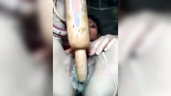 Horny Village Wife Fucking Herself With Kitchen Rolling Pin
