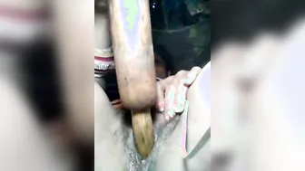 Horny Village Wife Fucking Herself With Kitchen Rolling Pin